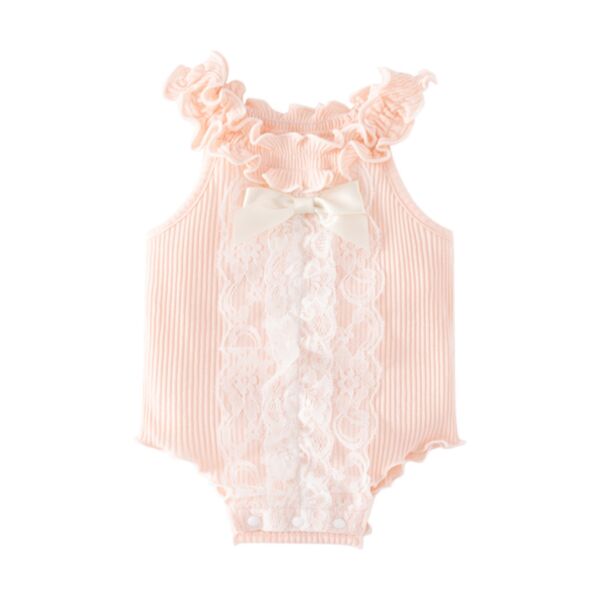 0-12M Baby Girls Lace Ruffle Trim Sleeveless Bodysuit Wholesale Baby Boutique Clothing V3823031105625