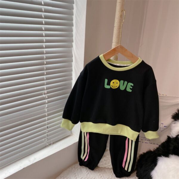 9M-6Y Toddler Girls Sets Love Print Rabbit Ears Sweatshirts And Striped Sweatpants Wholesale Girls Clothes V3823022100033
