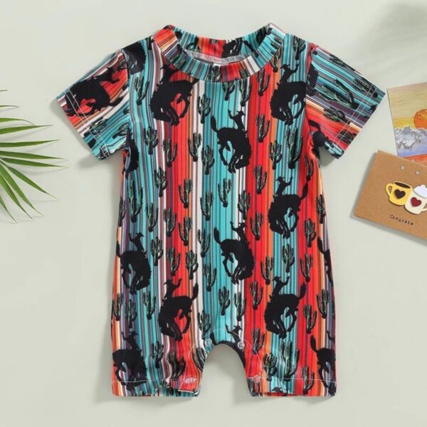 0-18M Baby Boy Cartoon Animal Print Short-Sleeved Jumpsuit Wholesale Baby Clothes In Bulk V5923031600348