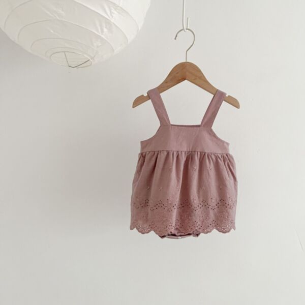 0-18M Baby Girl Solid Color Jacquard Skirt Hem Suspender Bodysuit Wholesale Baby Clothes Suppliers V5923032100040