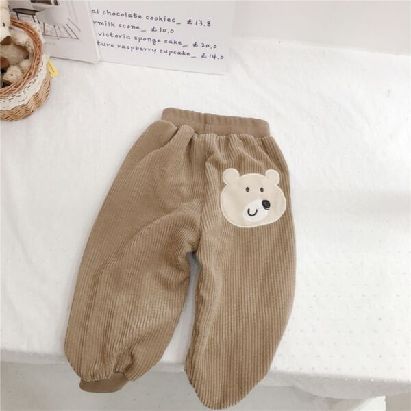 18M-6Y Toddler Girl & Boy Cartoon Bear Head Print Ribbed Corduroy Pants Wholesale Children'S Clothing V59702911526961