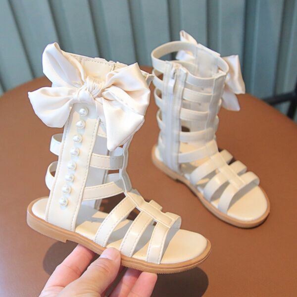 Kids Girls Cutout Bow Open-Toe High-Top Roman Sandals Wholesale Kids Shoes V3823030600183