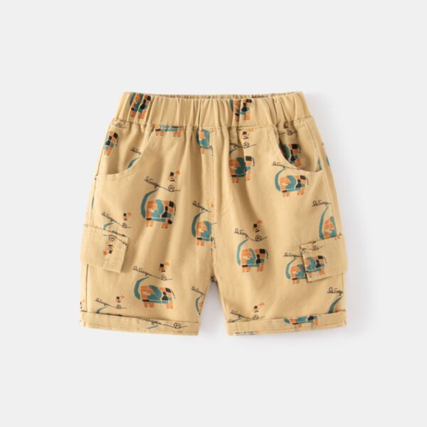 18M-6Y Toddler Boy Cartoon Geometric Elephant Print Casual Five-Point Shorts Wholesale Clothing For Boys V592302240009521