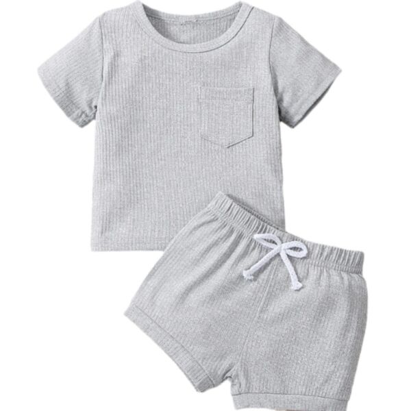 3-18M Baby Summer Grey Baby Suit T-Shirts And Shorts Wholesale Baby Clothes V3824053100012