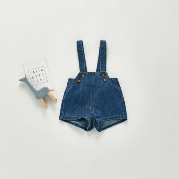 3-18M Baby Girl Solid Color Button Suspenders Denim Jumpsuit Wholesale Baby Boutique Clothing V59230228000016