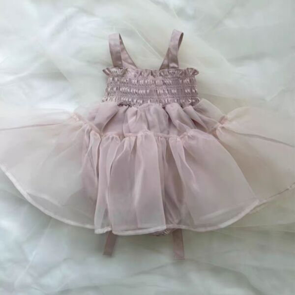 6-24M Baby Girl Solid Color Suspender Strap Bustier Mesh Puffy Dress  Wholesale Baby Clothing V5923030800166