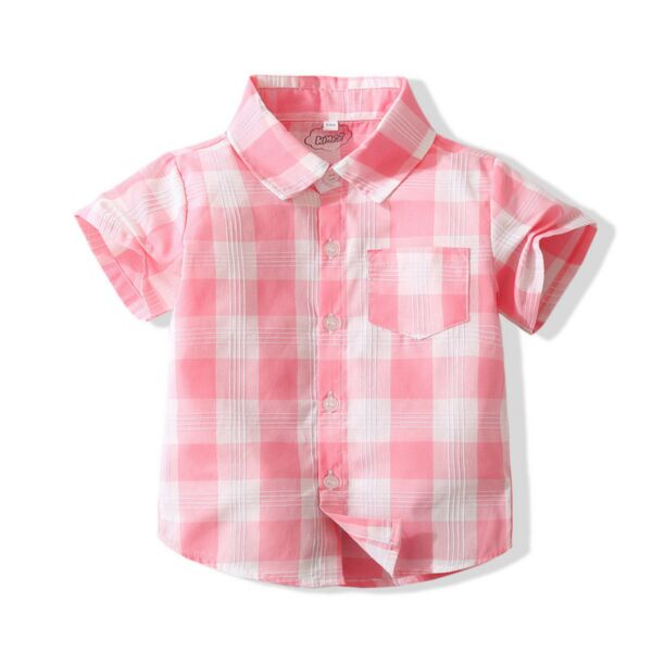 18M-6Y Short Sleeve Plaid Button Shirt Wholesale Kids Boutique Clothing