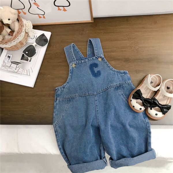 9M-6Y Toddler Girls Letter C Suspender Denim Overalls Wholesale Girls Fashion Clothes V3823032400030