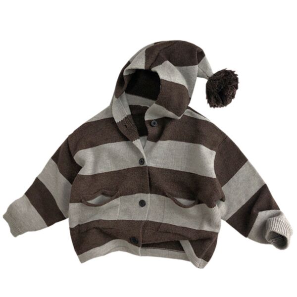 9M-5Y Fur Ball Hoodie Sweater Knitted Cardigan Wholesale Toddler Boutique Clothing V3823102100097
