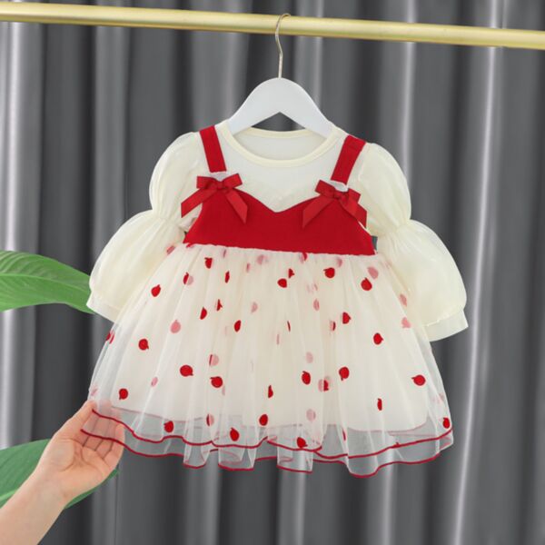 9M-4Y Bubble Mesh Sleeve Suspender Floral Lace Dress Wholesale Kids Boutique Clothing