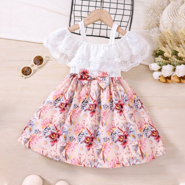 18M-6Y Toddler Girls Summer Sling Lace Patchwork Floral Dress Wholesale Girls Clothes V3823031600261