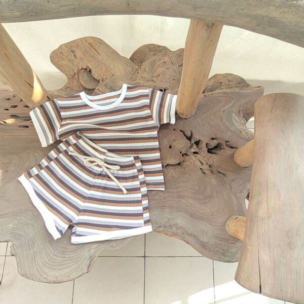 3-18M Baby Girl & Boy Sets Short-Sleeved Striped Top And Shorts Wholesale Baby Boutique Clothing V5923030800160