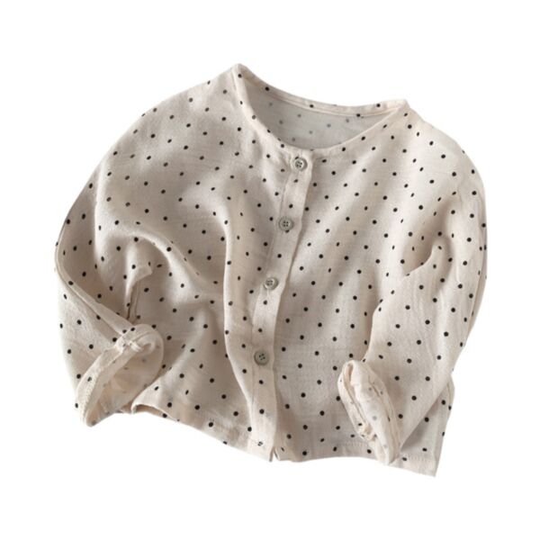 9M-6Y Toddler Girl Long Sleeve Polka Dot Print Single-Breasted Round Neck Shirt Wholesale Girls Fashion Clothes V592302250000111