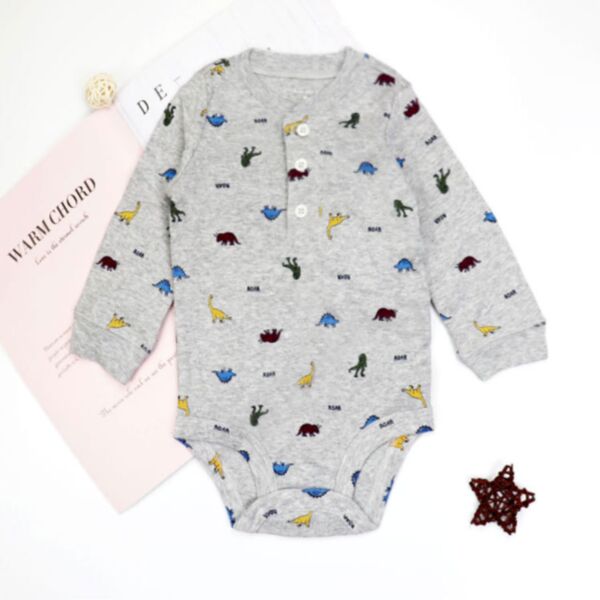 0-12M Animal Print Long Sleeve Jumpsuit Baby Wholesale Clothing