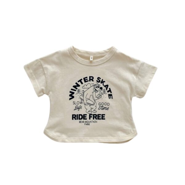 9M-4Y Animal Letter Print Short Sleeve T-Shirt Wholesale Kids Boutique Clothing