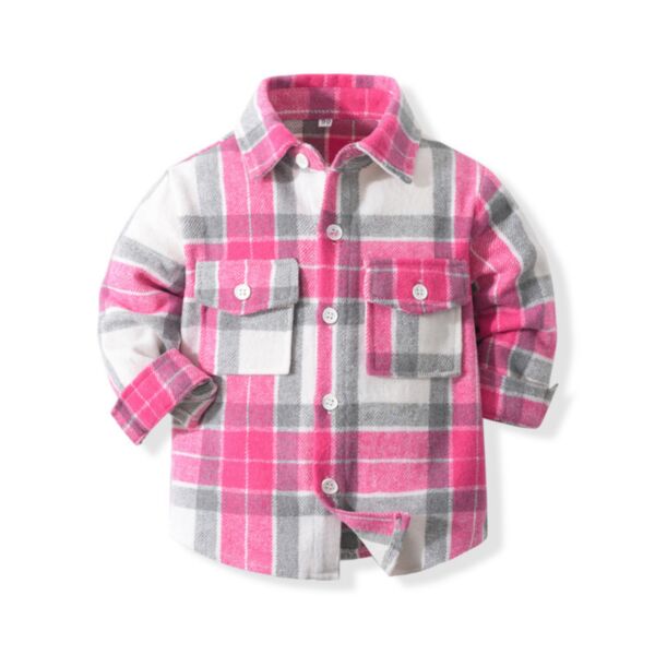 9M-5Y Toddler Boys Long-Sleeved Checked Suede Single-Breasted Shirt Jackets Wholesale Boys Clothes V3823022200019