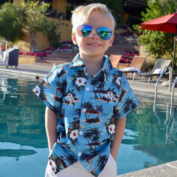 18M-7Y Toddler Boys Beach Sets Tropical Print Shirts & Shorts Wholesale Boys Clothing V3823030800073