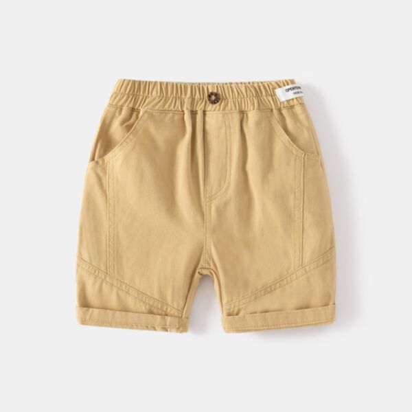 18M-6Y Toddler Boy Solid Color Stretch Waist False Button Shorts Wholesale Boys Boutique Clothing V592302240009528