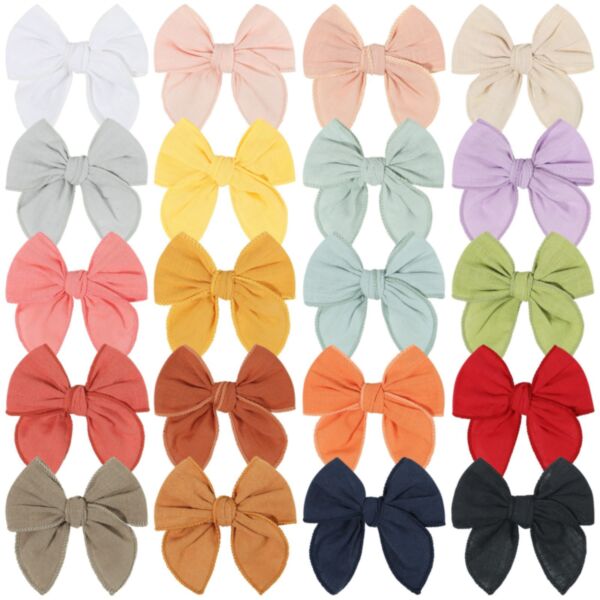 20PCS Children's Solid Color Bow Hair Clip Girl Accessories Wholesale V3823031600380