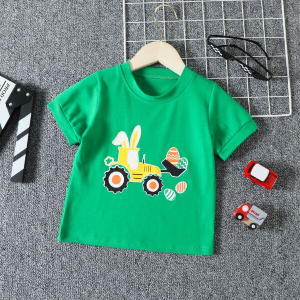 18M-6Y Cartoon Truck Print Short Sleeve T-Shirt Wholesale Kids Boutique Clothing
