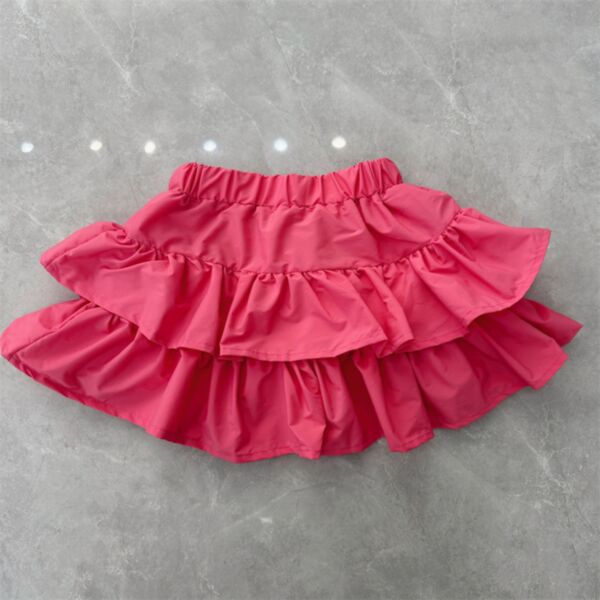 2-12Y Big Kids Girls Solid Color Ruffle Trim Skirts Wholesale Kids Boutique Clothing V3823031300030
