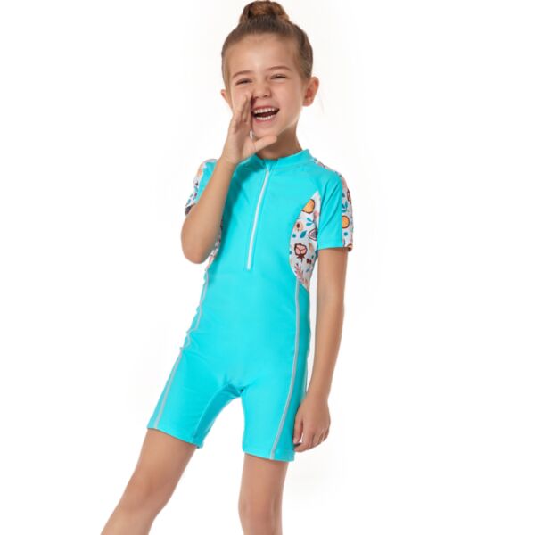 4-12Y Cartton Colorblock Short Sleeve Zipper Jumpsuit Swimwear Wholesale Kids Boutique Clothing