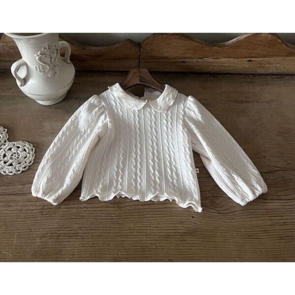 3-24M Wide Collar Texture Striped Pullover Baby Wholesale Clothing
