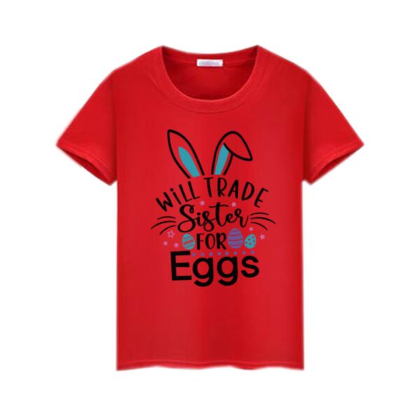 9M-6Y Toddler Girl & Boy Easter Egg Bonny Rabbit Print Round Pass Short Sleeve Top Wholesale Toddler Clothing V5923031600391