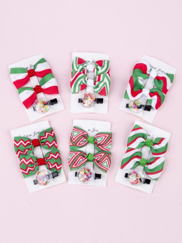 3 Pack Little Girl Christmas Bow Hairpins 210729071
