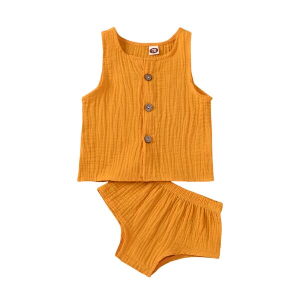 2 Piece Solid Color Sleeveless Vest And Shorts Baby Set 21103131