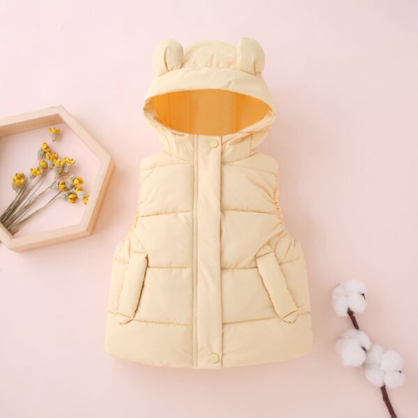 18M-7Y Toddler Girls Solid Color Thick Down Jacket Cotton Vest Coats Wholesale Girls Clothes KCV385325 yellow