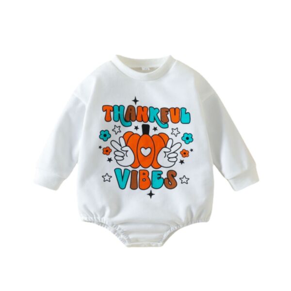 3-18Months Baby Girls Thanksgiving Cartoon Pumpkin Letter Print Bodysuit Wholesale Childrens Clothing KJV600599 