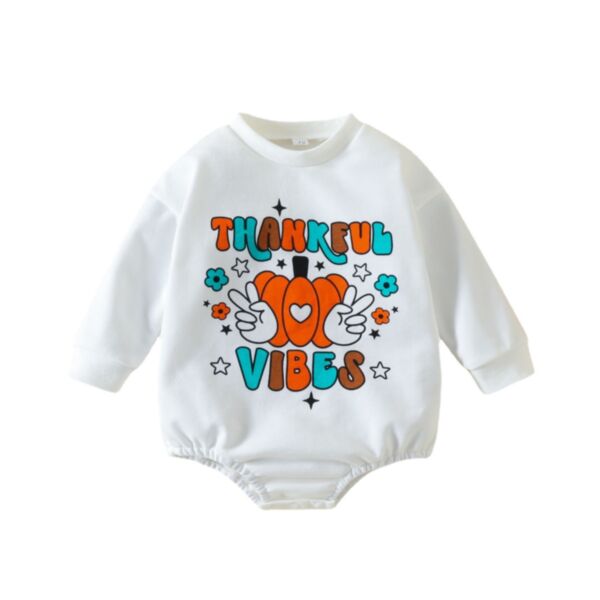 3-18Months Baby Girls Thanksgiving Cartoon Pumpkin Letter Print Bodysuit Wholesale Childrens Clothing KJV600599