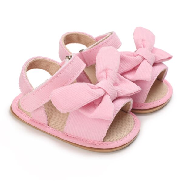 3-18M Solid Color Bow Walking Sandals For Baby Girl KSHOV383999 pink