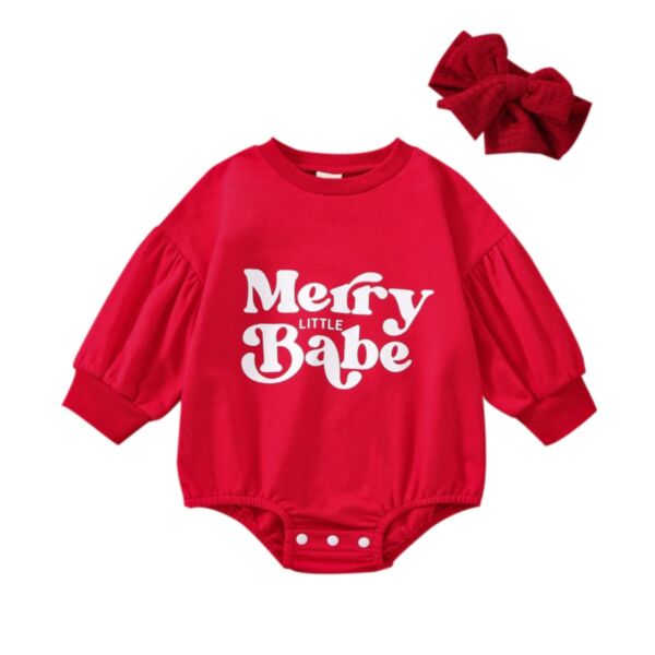 6-24Months Baby Girls Christmas Costumes Merry Little Babe Letter Print Bodysuits Long Sleeve Baby Onesies Wholesale Childrens Clothing KSV600763