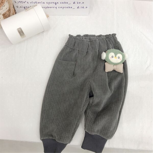 9M-6Y Chenille Solid Color Monkey Cartoon Loose Trousers Pants Baby Wholesale Clothing KPV491547