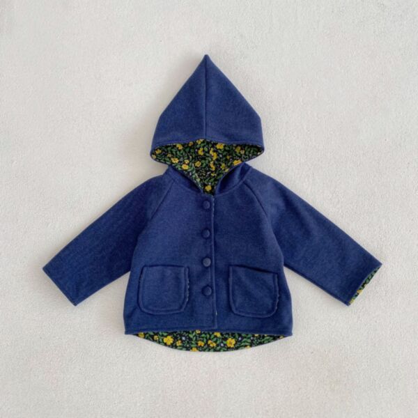 3-24M Solid Color Button Floral Inside Coat Pocket Jacket Baby Wholesale Clothing KKHQV491750