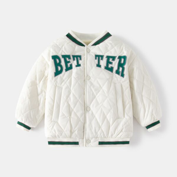 4-10Y Kid Boys Letter Embroidered Button Baseball Jersey Jackets Kids Clothes Wholesale KCV386719 white