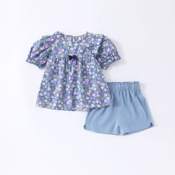 18M-8Y Big Kids Girls Sets Floral Tops And Shorts Wholesale Girls Clothes V3803284631
