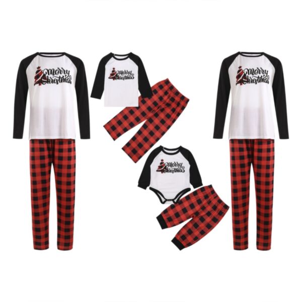 Christmas Pajama Black And White Colorblock Tosp And Red Striped Pants Set Two Pieces Wholesale Kids Boutique Clothing KSV491748