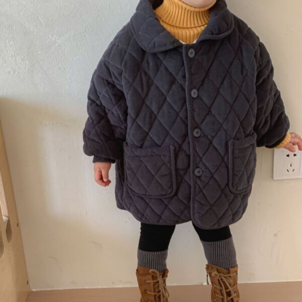 9M-6Y Corduroy Solid Color Texture Pocket Long Sleeve Long Style Warm Coat Girl Baby Wholesale Clothing KKHQV491861