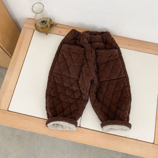 9M-6Y Diamond Thickened Corduroy Solid Color Big Pocket Trousers Baby Wholesale Clothing KKHQV491868