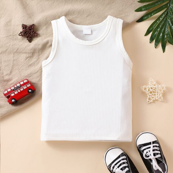 18M-6Y Toddler Girls Ribbed Solid Color Tank Tops Wholesale Girls Clothing Suppliers KTV384647 white