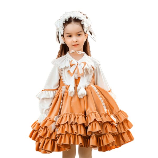 9M-6Y Toddler Girls Lolita Princess Dress Children'S Cape And Multi-Layered Hem Dress Two-Piece Set Wholesale Girl Clothes KDV600563