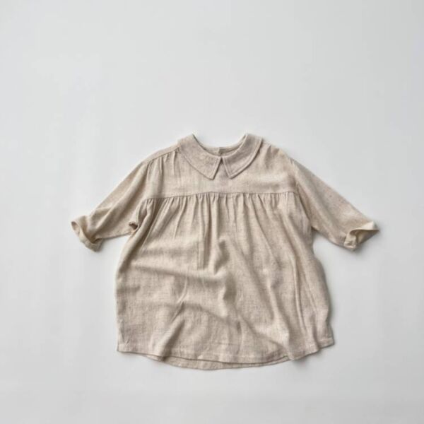 9M-6Y Solid Color Long Sleeve Vintage Mori Dress Baby Wholesale Clothing KKHQV492006