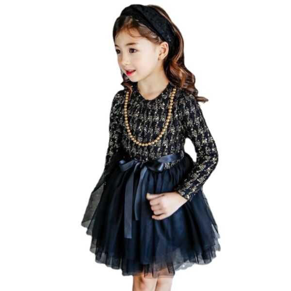 2-8Y Striped Long Sleeve Bubble Skirt Dress Wholesale Kids Boutique Clothing KKHQV491984