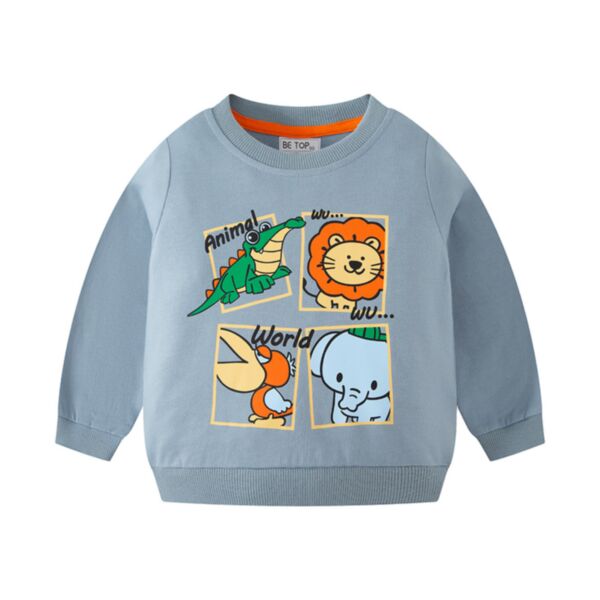 18M-7Y Toddler Girls Cartoon Animal Print Pullover Lion Print Round Neck Long Sleeve Sweatshirt Wholesale Childrens Clothing  KTV600829
