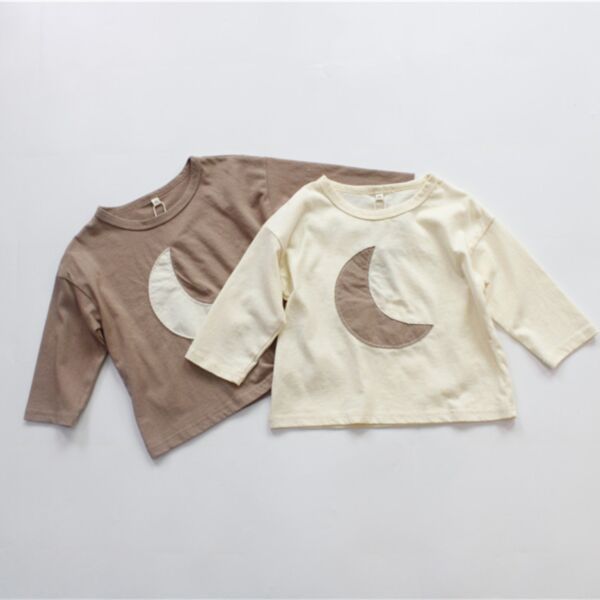 9M-6Y Unisex Crew Neck Embroidered Moon Long Sleeve Tops Wholesale Toddler Boutique Clothing KTV385729
