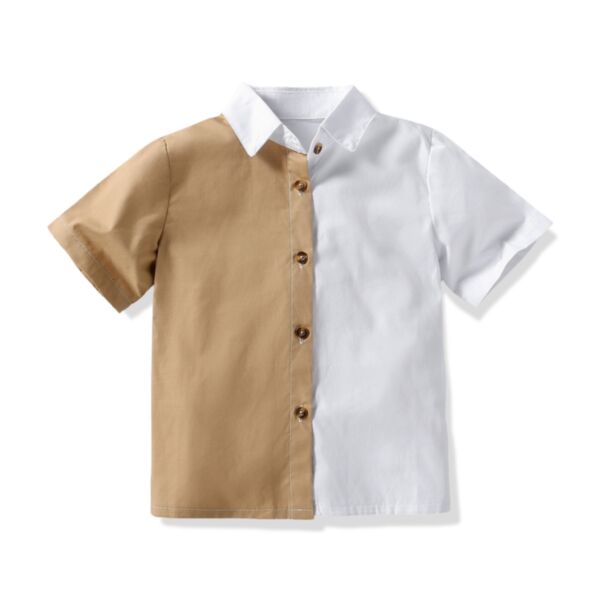 3-7Y Toddler Boys Colorblock Shirts Wholesale Boys Boutique Clothing KTV385622 brown