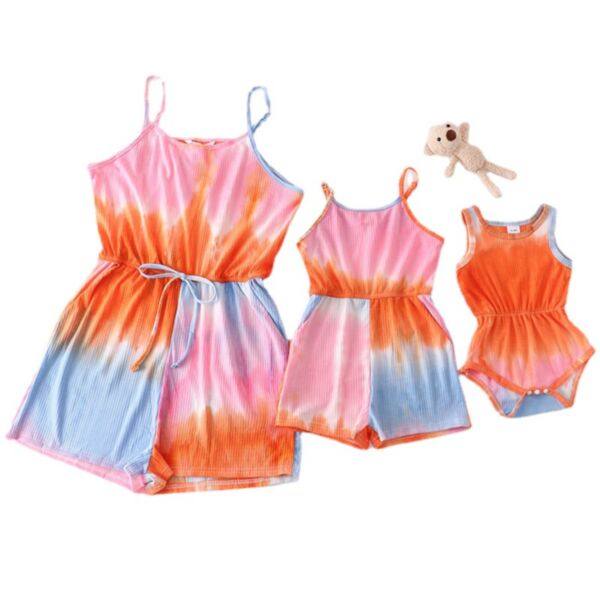 Mommy And Me Boutique Wholesale Tie Dye Cami Romper & Bodysuit KJV383361 pink